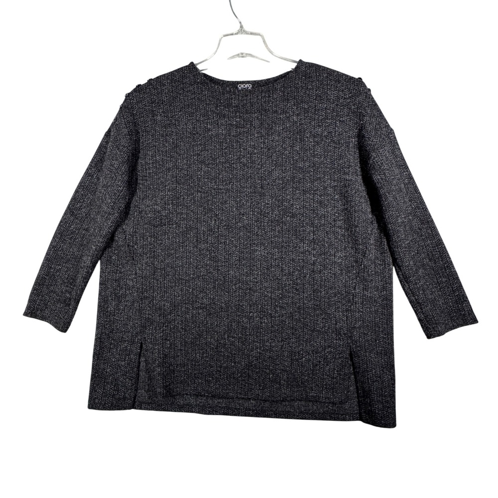 Clara Sunwoo Sweater Women Small Pullover Button Detail Neutral‎ Casual Boxy Fit